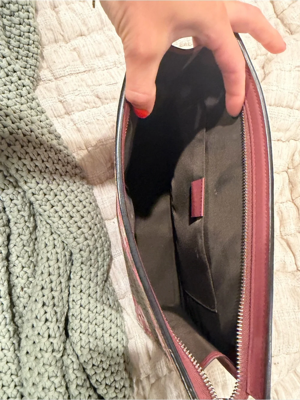 Gucci Pink Interior Leather Tag with Black Lining